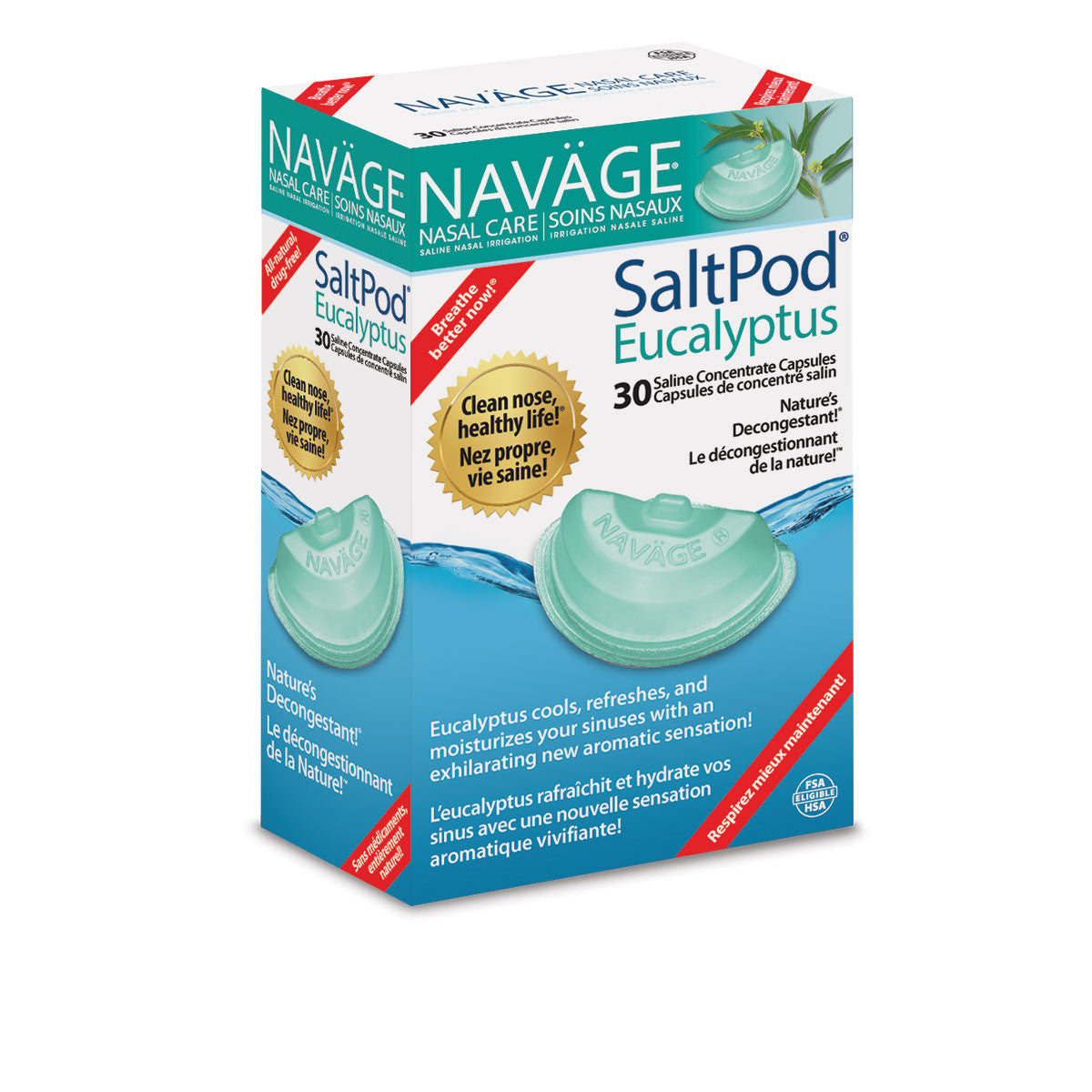 Paquete de 30 cápsulas de sal de Eucalipto Navage